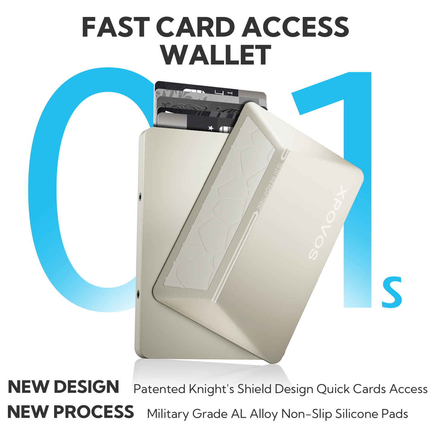 Wallet for Men - Slim Mens Wallet with Money Clip Slide to Pop-up Minimalistic RFID Wallet Credit Card Holder for Men with Gift Box(Titanium)