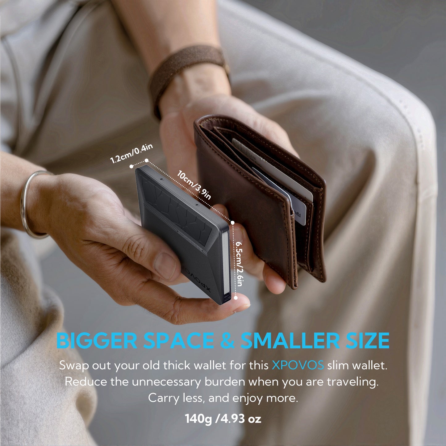 Wallet for Men - Slim Mens Wallet with Money Clip Slide to Pop-up Minimalistic RFID Wallet Credit Card Holder for Men with Gift Box(Black)