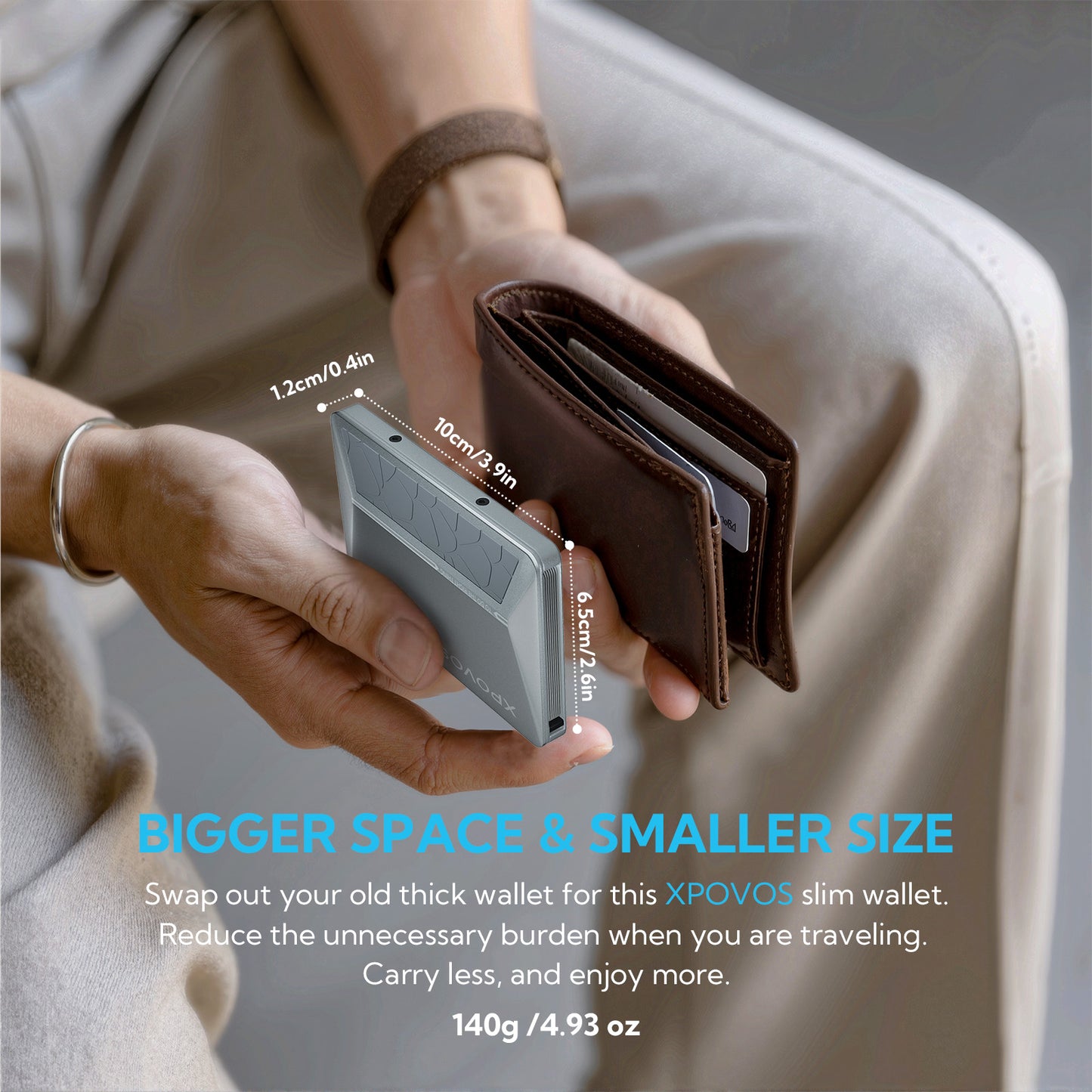 Wallet for Men - Slim Mens Wallet with Money Clip Slide to Pop-up Minimalistic RFID Wallet Credit Card Holder for Men with Gift Box (Gunmetal)