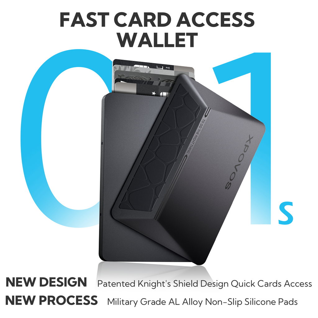 HERO Wallet for Men - Slim Metal Slide to Pop-up Wallet (Black)