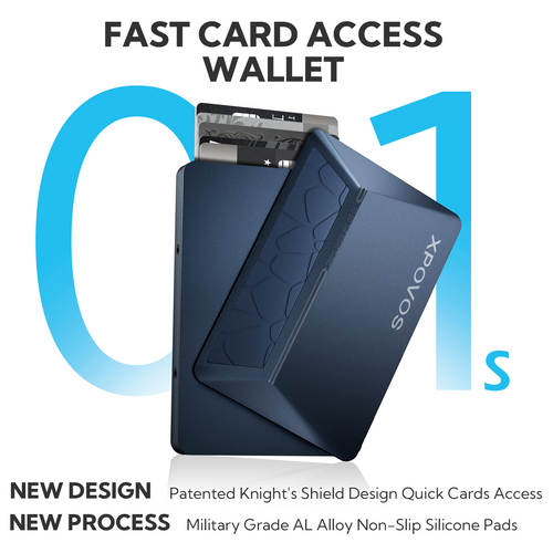 Wallet for Men - Slim Mens Wallet with Money Clip Slide to Pop-up Minimalistic RFID Wallet Credit Card Holder for Men with Gift Box(Blue)