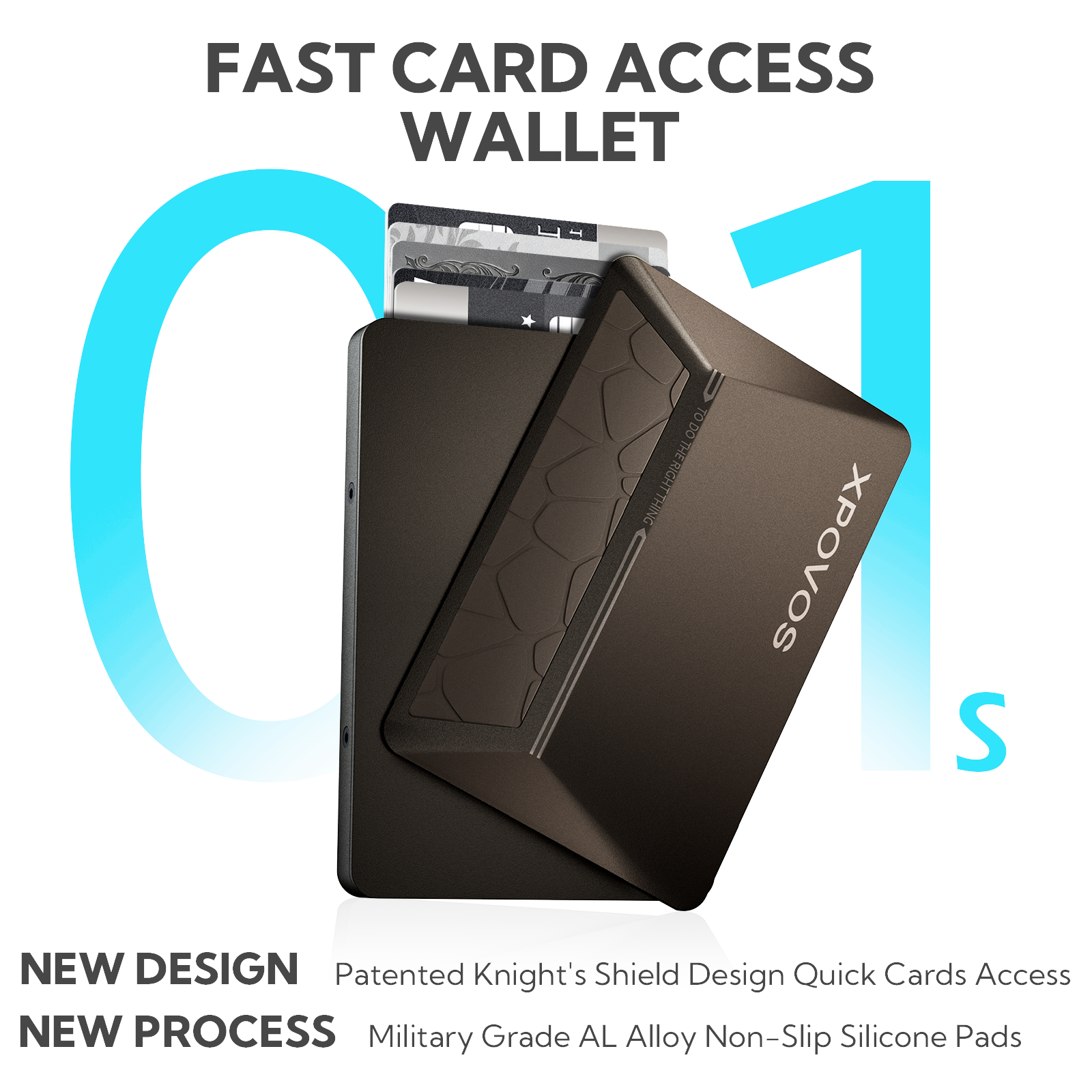 Wallet for Men - Slim Mens Wallet with Money Clip Slide to Pop-up Minimalistic RFID Wallet Credit Card Holder for Men with Gift Box(Brown)