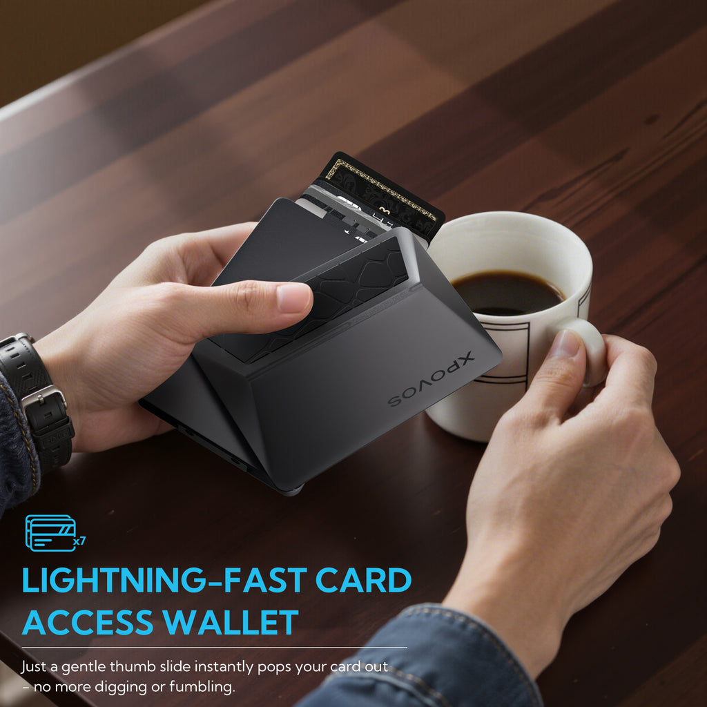 HERO Wallet for Men - Slim Metal Slide to Pop-up Wallet (Black)