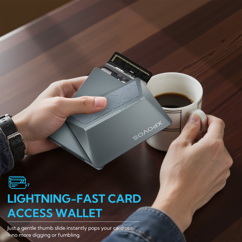 HERO Wallet for Men - Slim Metal Slide to Pop-up Wallet (Gunmetal)