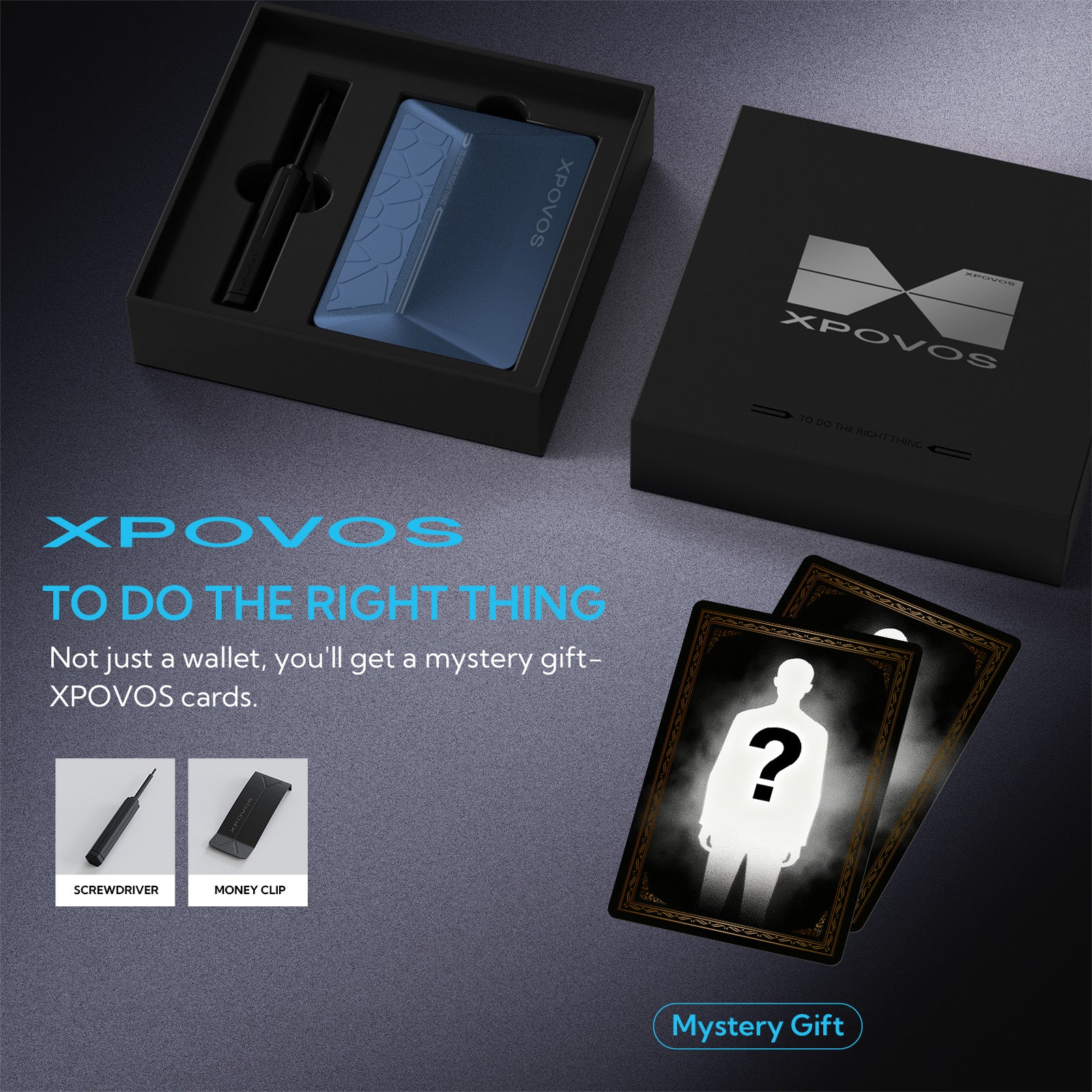 Wallet for Men - Slim Mens Wallet with Money Clip Slide to Pop-up Minimalistic RFID Wallet Credit Card Holder for Men with Gift Box(Blue)