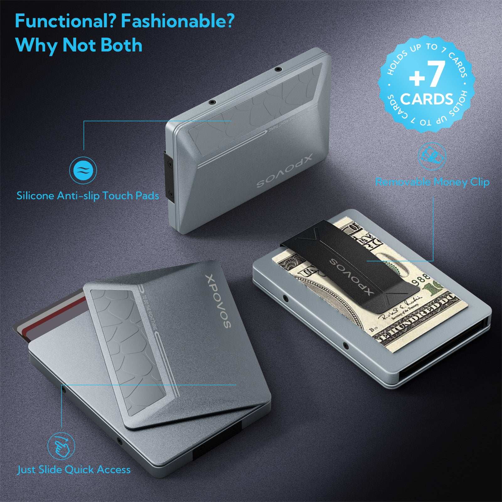 HERO Wallet for Men - Slim Metal Slide to Pop-up Wallet (Gunmetal)