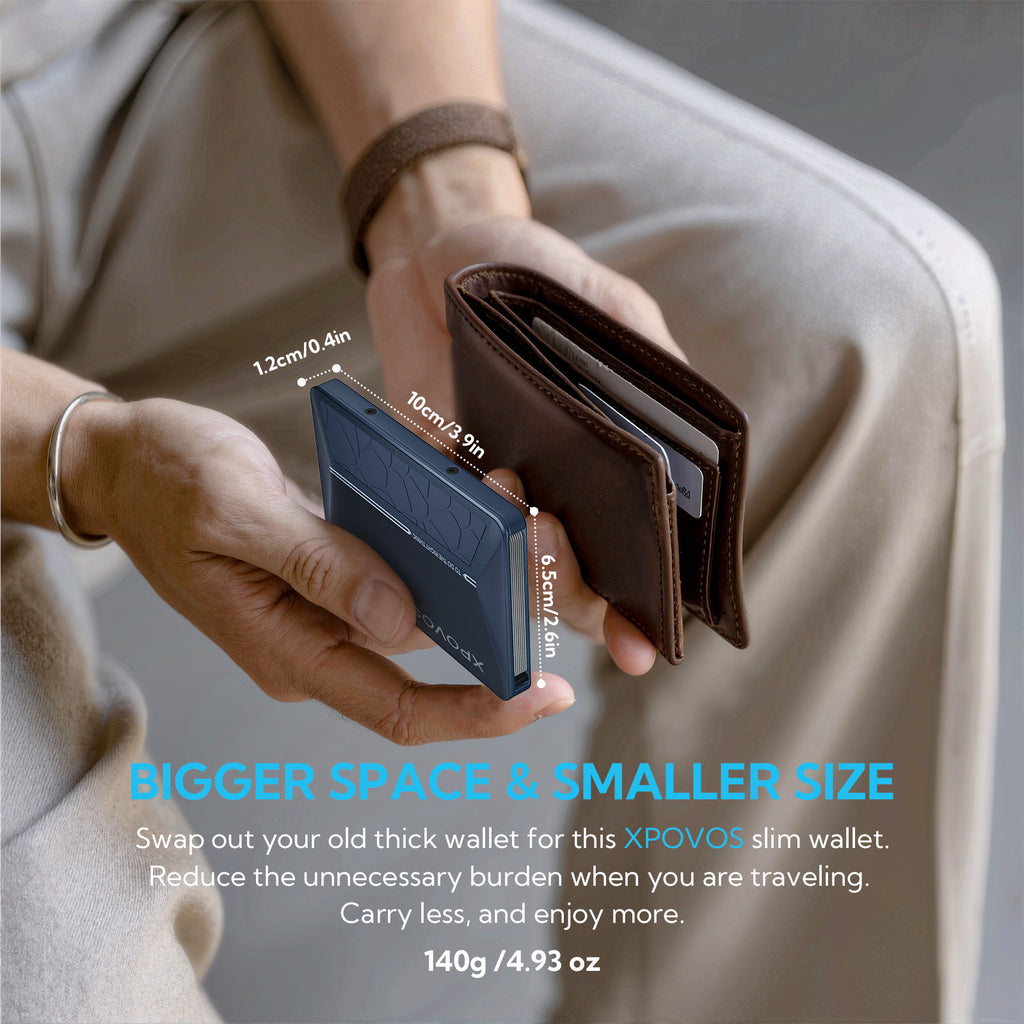 HERO Wallet for Men - Slim Metal Slide to Pop-up Wallet (Blue)