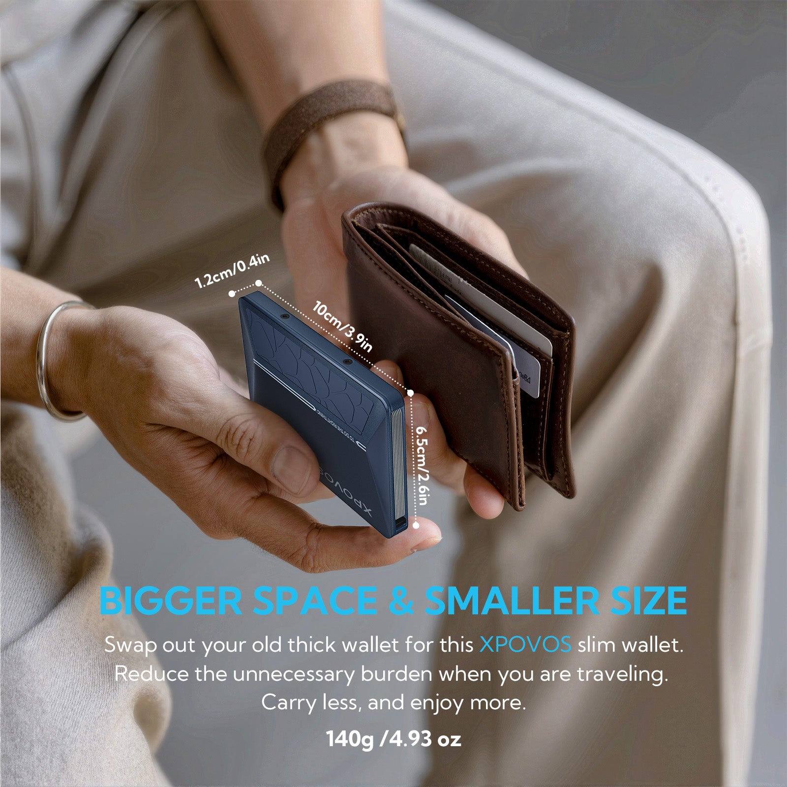 Wallet for Men - Slim Mens Wallet with Money Clip Slide to Pop-up Minimalistic RFID Wallet Credit Card Holder for Men with Gift Box(Blue)