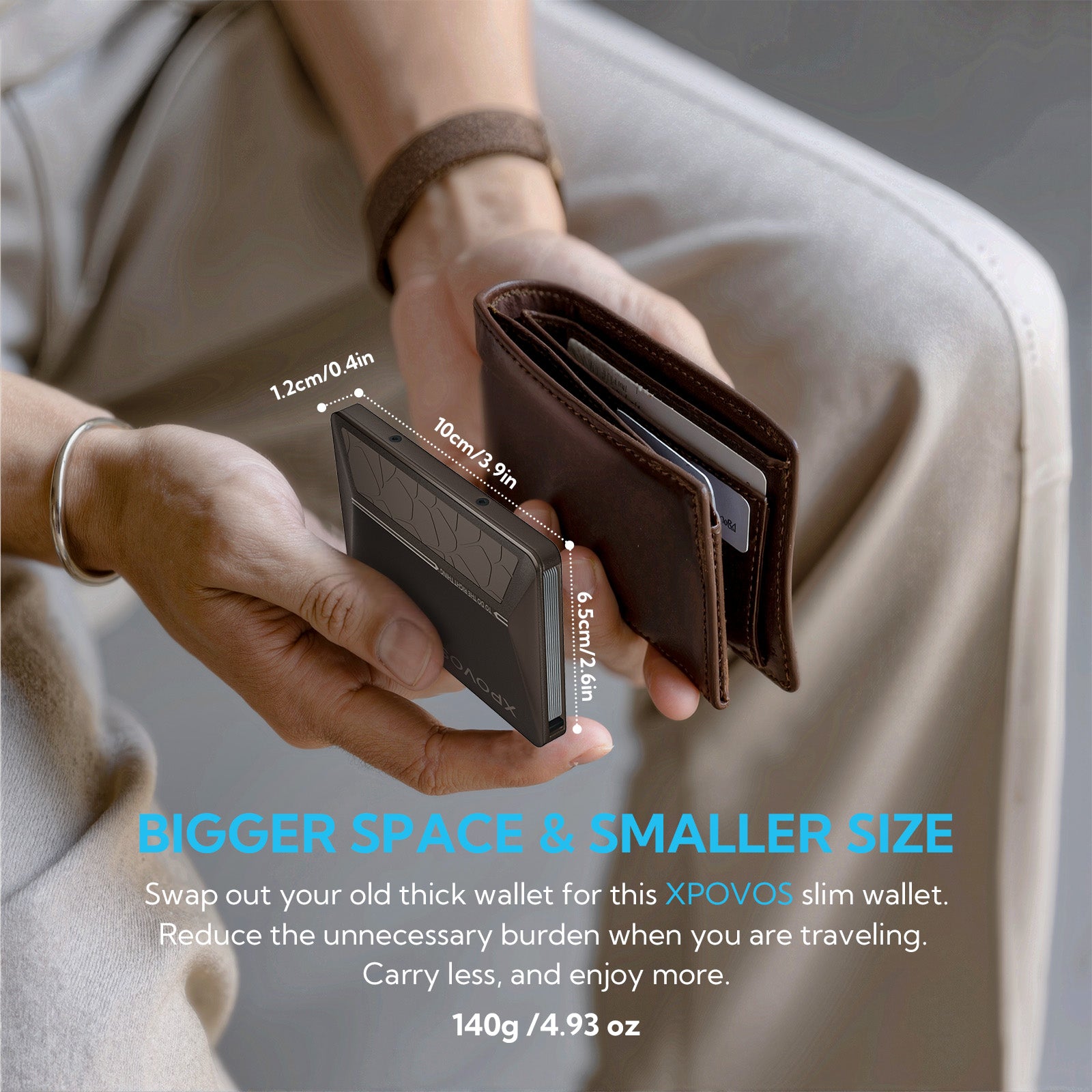 Wallet for Men - Slim Mens Wallet with Money Clip Slide to Pop-up Minimalistic RFID Wallet Credit Card Holder for Men with Gift Box(Brown)